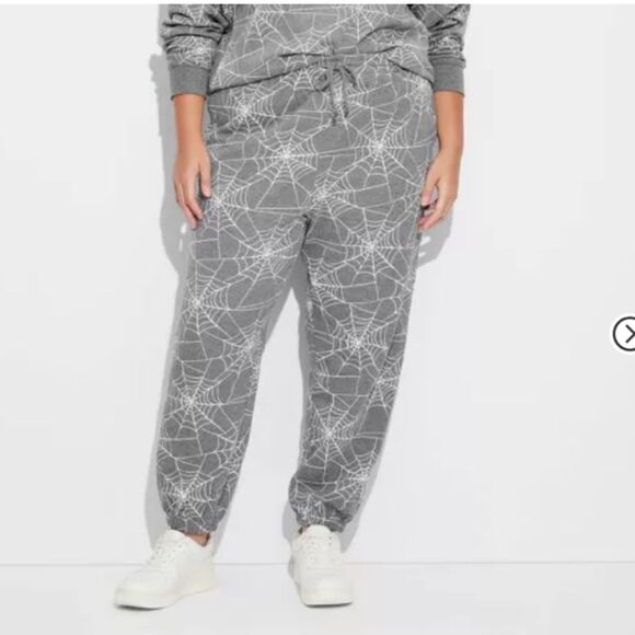 Doe. Gray Spider Web Pattern Joggers Size 3X NWT - Picture 1 of 5